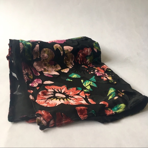 Accessories - Crushed Velvet Scarf Floral Design NWOT
